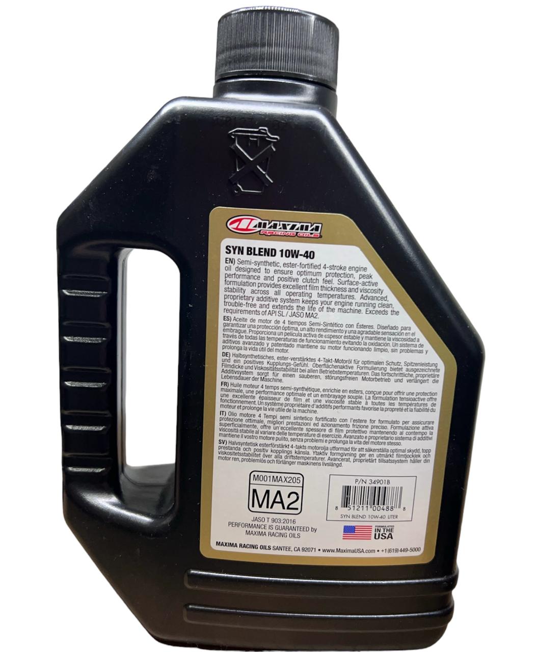 ACEITE SEMISINTETICO CON ESTER PARA MOTOS MAXIMA SYN BLEND ESTER 10W40 - Imagen 2