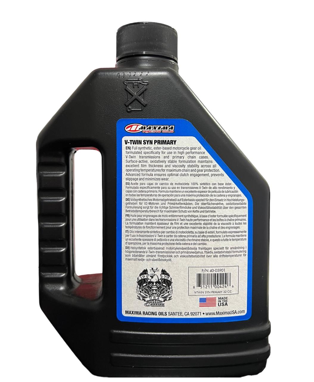 ACEITE PARA TRANSMISIONES Y CAJAS DE CADENA PRIMARIA SINTETICO DE MOTO V-TWIN MAXIMA V-TWIN SYTHETIC PRIMARY FLUID - Imagen 2